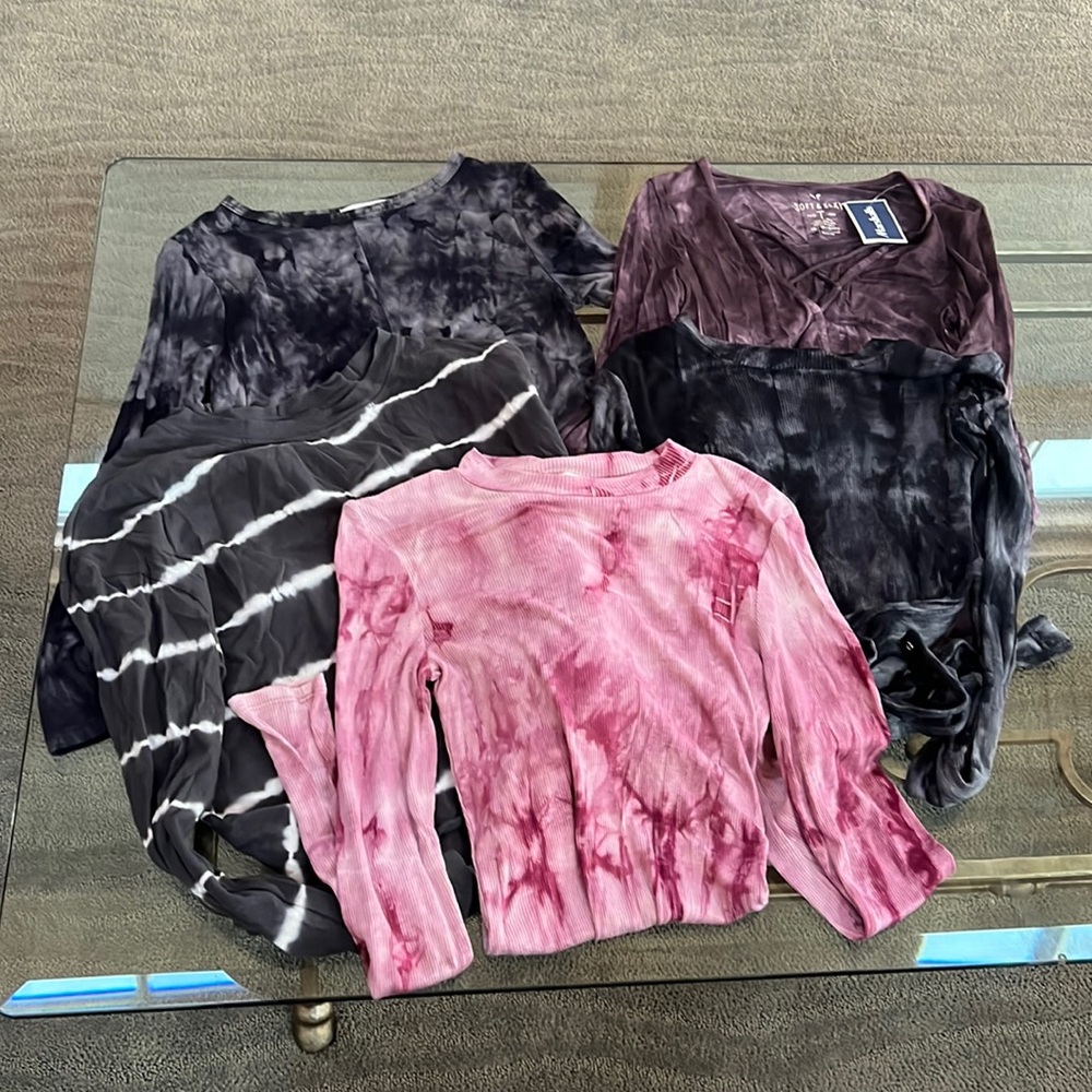 Five tie-dye tops all new one with tag on